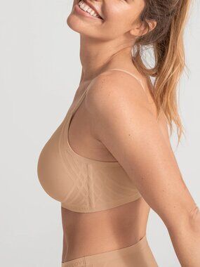 Honeylove Silhouette Wireless Bra Sand Tan Nude 34B/C Seamless Adjustable Straps